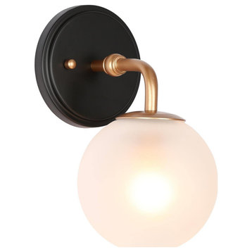 LNC Anteros 5.5"W 1-Light Matte Black and Gold Modern LED Wall Sconce