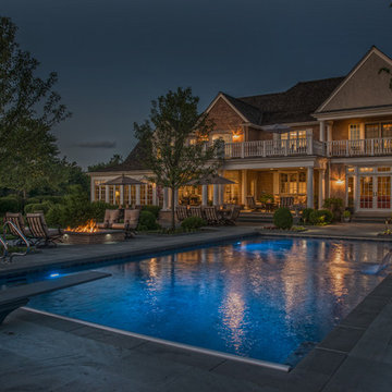 Lake Forest, IL Swimming Pool With Full Steps and Raised Spa With Sheer Descent