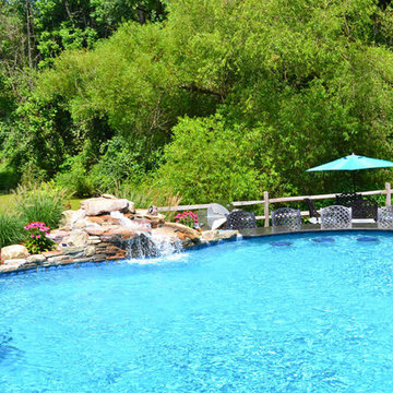 Freeform Pool with Swim Up Bar and Waterfall