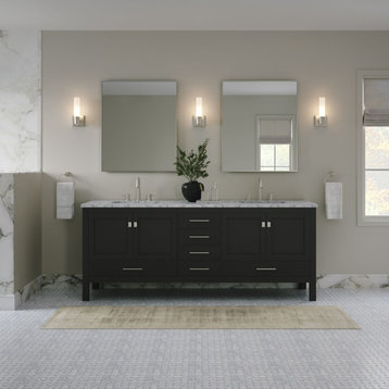 Kennedy Bathroom Vanity, Espresso, 84", Double Sink, Freestanding