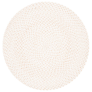Safavieh Braided Brd801A Solid Color Rug, Ivory and Beige, 3'0"x3'0" Round
