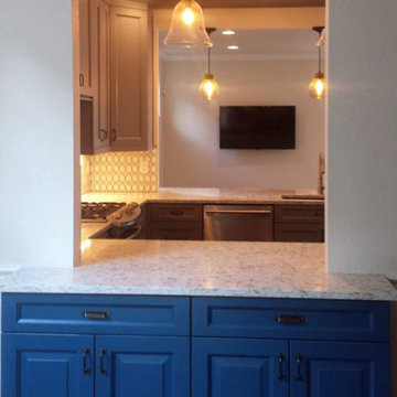Blue Cabinet Pass thru to Kitchen