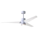 Matthews Fan - Super Janet 52" Ceiling Fan, LED Light Kit, Gloss White/Matte White - The Super Janet's remarkable design and solid construction in cast aluminum and heavy stamped steel make it the heroine in any commercial or residential space. Moving air with barely a whisper, its efficient DC motor turns solid wood blades. An eco-conscious LED light kit with light cover completes the package.