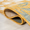 Zinnia Modern Floral Textured Weave Indoor/Outdoor, Yellow/Cream, 5' Square