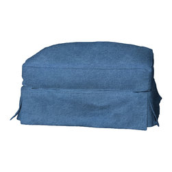 Sunset Trading Americana Ottoman - Slip Cover Set Only - Indigo Blue - Slipcovers And Chair Covers