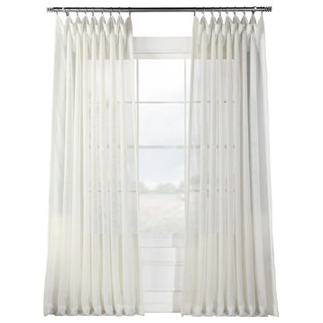Signature Double Wide Off White Sheer Curtain Single Panel, 100"x84"