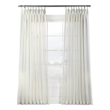 Signature Double Wide Off White Sheer Curtain Single Panel, 100"x84"