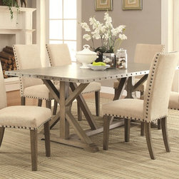 COASTER WEBBER 7-PIECE NAILHEAD TRIM DINING TABLE CHAIR SET - Dining Sets