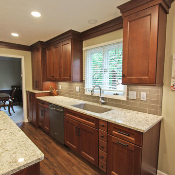 Transitional Cherry Kitchen with Beige and White Quartz Countertop ~ Akron, OH