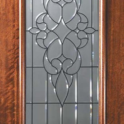 Slab Home Single Door 96 Mahogany Courtlandt 1 Panel 3/4 Lite Glass - Front Doors