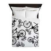 Bicycles Big and Small Queen Duvet by Not Just Shirts
