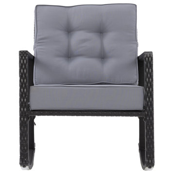 Parksville Patio Rocking Chair, Black/Ash Gray