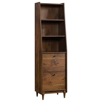 Pemberly Row 3-Shelf Engineered Wood Narrow Bookcase in Grand Walnut