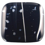 Glass Storm Studios - Midnight Handmade Knob - Knobs measure approximately 1.25" square and pulls measure approximately .75" x 4.25" with a 3" center to center. Hardware has a brushed nickel finish and uses a standard 8-32 screw.