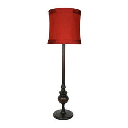 Metal Buffet Lamp Red Shade - Table Lamps