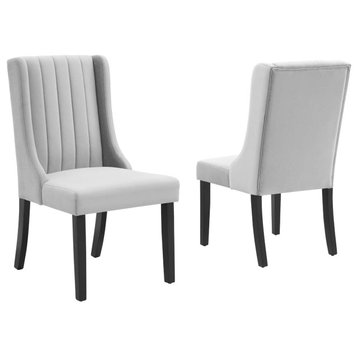 Renew Parsons Performance Velvet Dining Side Chairs, Set of 2 Light Gray