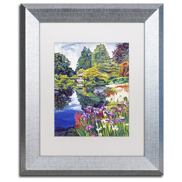 David Lloyd Glover 'Tea House Lake' Art, Silver Frame, 11"x14", White Matte