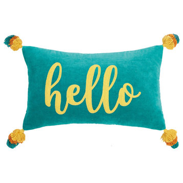 Hello Embroidered Pillow