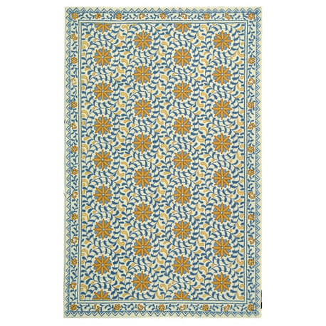 Safavieh Chelsea hk150a Polka Dots Rug, Ivory/Blue, 6'0"x9'0"