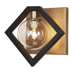 1 Light Wall Sconce, Matte Black & Vintage Bronze, Champagne Glass