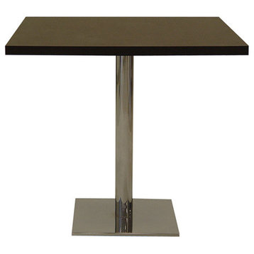 Polo Square Dining Table, Natural Wood Walnut Top With Polished Chrome Base
