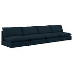 Meridian Furniture - Mackenzie Linen Textured Fabric Upholstered 4-Piece Modular Sofa, Navy - Mix and match the pieces from the Mackenzie series to create a beautiful seating group that's perfect for the whole gang. These exceptionally crafted sofas, sectionals, and other components are meant to be put together into an infinite number of configurations based on your particular needs and space requirements. Each is upholstered from top to bottom in soft durable linen textured in your choice of colors. Attach the pieces of your choice easily thanks to the included attachment latches.