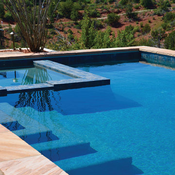 Pool with automatic cover and spa inside pool