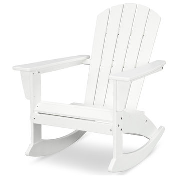 POLYWOOD Nautical Adirondack Rocking Chair, White