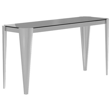 Coaster Desmond Contemporary Rectangle Glass Top Sofa Table in Silver and Gray