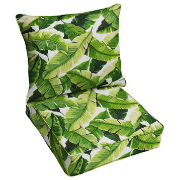 Green Outdoor Corded Deep Seating Pillow and Cushion Set, 23.5x23