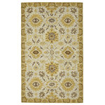 Amer Rugs - Romania Newburg Gold Hand-Hooked Wool Area Rug, 5'x8' - This lovely area rug in a classic floral pattern will be an exceptional addition to your home. It is hand-crafted with pride in India using 100% New Zealand wool, providing the highest level of comfort underfoot. Featuring a cotton backing to help prevent sliding and shifting, this rug is perfect for bedrooms, living rooms, and dining rooms alike.