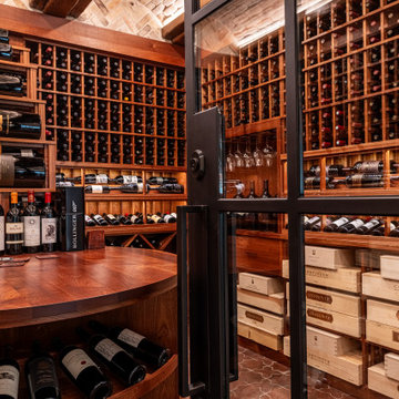 Traditional Mahogany Wooden Home Wine Cellar in San Luis Obispo