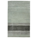 Amer Rugs - Blend Verwood Area Rug, Gray, 8'x10', Striped - With its unique colorblock design and a southwestern twist, this rug can fit into a variety of settings. Whether your home is farmhouse or contemporary, this earthy, super plush handmade rug will ground the room in beauty and design. Handwoven in India of the finest New Zealand wool with art silk added for sheen and added softness.