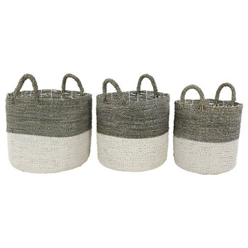 Set of 3 White Sea Grass Storage Basket 35980