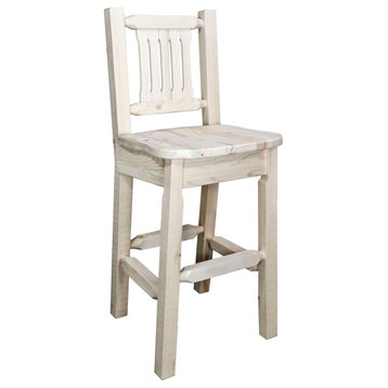 Homestead Collection Barstool w/ Back w/ Ergonomic Wooden Seat, Ready to Finish