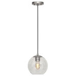Forte - Forte 2763-01-55 Milo, 1 Light Pendant, Brushed Nickel/Satin Nickel - The Milo transitional cord hung pendant with clearMilo 1 Light Pendant Brushed Nickel Clear *UL Approved: YES Energy Star Qualified: n/a ADA Certified: n/a  *Number of Lights: 1-*Wattage:75w Medium Base bulb(s) *Bulb Included:No *Bulb Type:Medium Base *Finish Type:Brushed Nickel