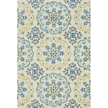 Loloi Francesca Collection Rug, Ivory and Lt. Blue, 5'x7'6"
