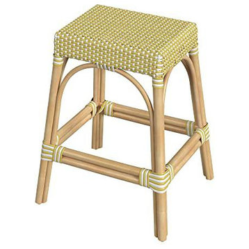 Butler Specialty Robias 24.5 Rattan Yellow and White Counter Stool