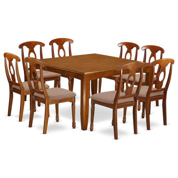 9-Piece Dining Room Set, Kitchen Table, Leaf and 8 Dinette Chairs With Cushion