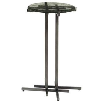 Glass Top Spot Table with Metal Base Pedestal