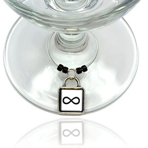 Vintage Letter N Initial Black Tan Wine Glass Drink Marker Charm Ring