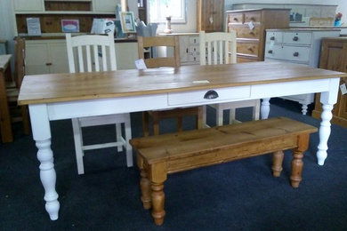 Reclaimed chunky rustic farmhouse tables
