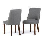 Walden Contemporary Deluxe Dining Chair, Set of 2, Slate Gray Linen Look Fabric