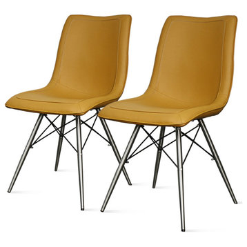 Blaine Pu Chair Stainless Steel Legs, (Set Of 2)