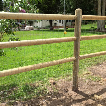 Three (3) Rail Pole Fence with Rolled Wire (Horse Fence)
