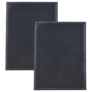 3X5 Foot Commercial Slotted Scraper Rubber Mat, 2 Pack