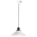 Maxim Lighting - Oslo 11.75" 1-Light Small Pendant, Matte White/Matte Black - Influenced by early modern Scandinavian design, the Oslo pendants feature a light reveal above the shade as well as an inner shade that reduces glare and creates an interesting lighting effect. Finished in a combination of Matte White shades with Matte Black tops, this design coordinates with any color in a space. Available in 3 sizes, these pendants fit over various size counters as well as smaller dining areas.