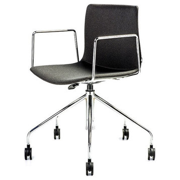 Rest Office Chair With Arms, Gray Leatherette, 5-Way Spider With Base