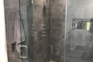 Inspiration for a porcelain tile porcelain tile bathroom remodel in Los Angeles