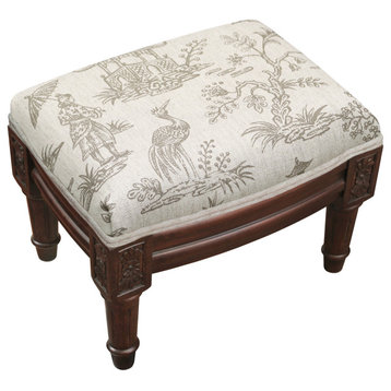 Cathay-Taupe, Linen Upholstered Footstool, Taupe